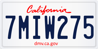CA license plate 7MIW275