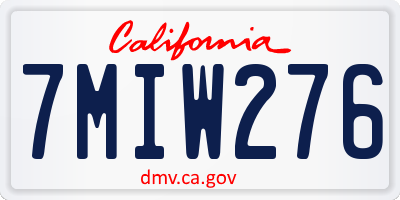 CA license plate 7MIW276