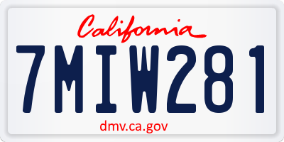 CA license plate 7MIW281