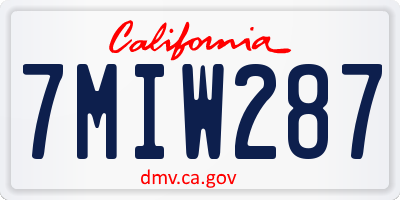 CA license plate 7MIW287