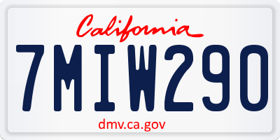 CA license plate 7MIW290