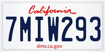 CA license plate 7MIW293