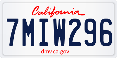 CA license plate 7MIW296