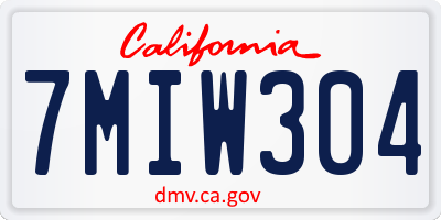 CA license plate 7MIW304