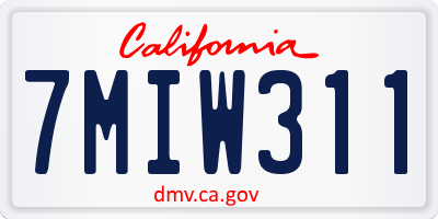 CA license plate 7MIW311