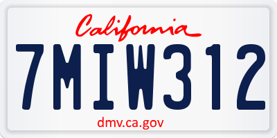 CA license plate 7MIW312