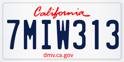 CA license plate 7MIW313