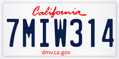 CA license plate 7MIW314