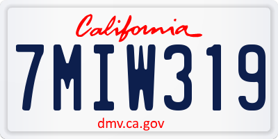 CA license plate 7MIW319