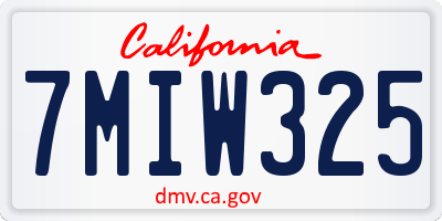 CA license plate 7MIW325