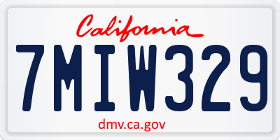 CA license plate 7MIW329