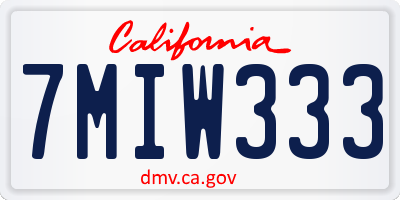 CA license plate 7MIW333