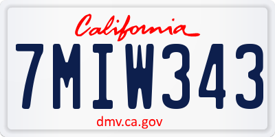 CA license plate 7MIW343