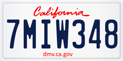 CA license plate 7MIW348