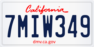 CA license plate 7MIW349