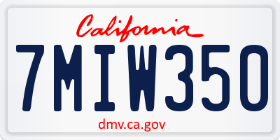 CA license plate 7MIW350