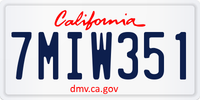 CA license plate 7MIW351