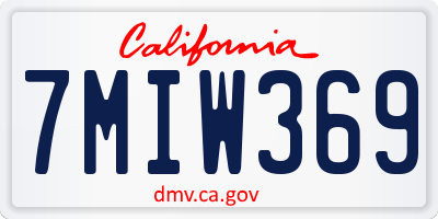 CA license plate 7MIW369
