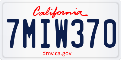 CA license plate 7MIW370