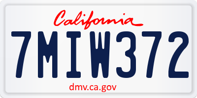 CA license plate 7MIW372