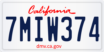 CA license plate 7MIW374