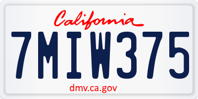 CA license plate 7MIW375