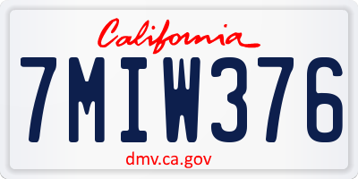 CA license plate 7MIW376