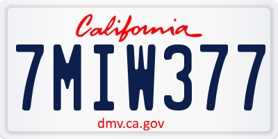 CA license plate 7MIW377