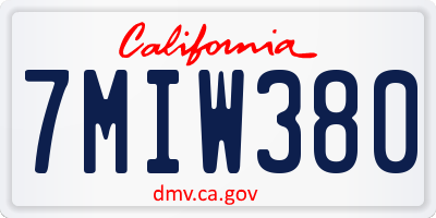 CA license plate 7MIW380
