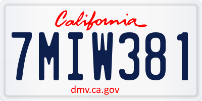 CA license plate 7MIW381
