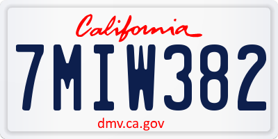 CA license plate 7MIW382