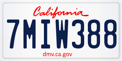 CA license plate 7MIW388