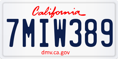 CA license plate 7MIW389
