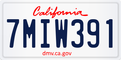 CA license plate 7MIW391