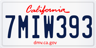 CA license plate 7MIW393