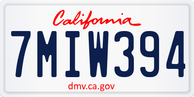 CA license plate 7MIW394