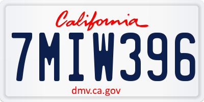 CA license plate 7MIW396