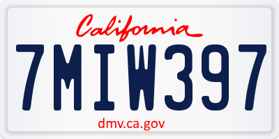 CA license plate 7MIW397