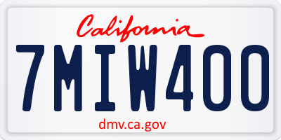 CA license plate 7MIW400