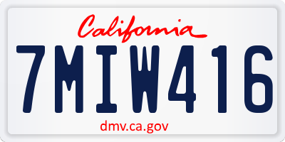 CA license plate 7MIW416