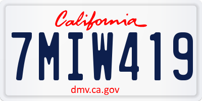 CA license plate 7MIW419