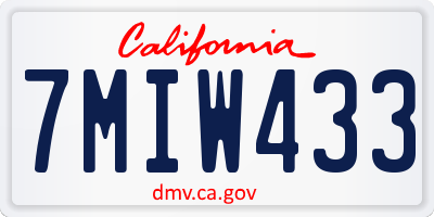 CA license plate 7MIW433
