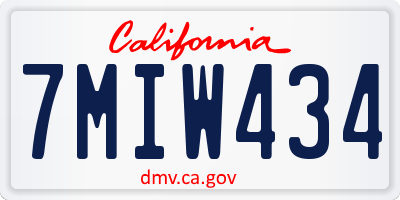 CA license plate 7MIW434
