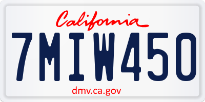 CA license plate 7MIW450
