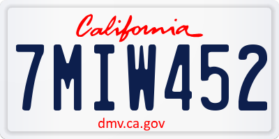 CA license plate 7MIW452