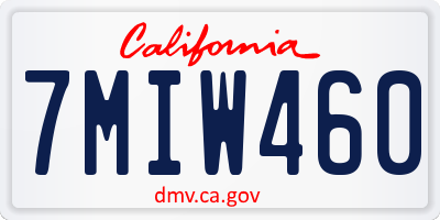 CA license plate 7MIW460