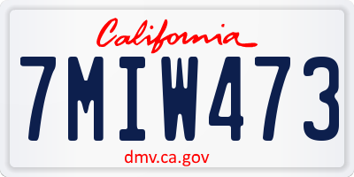 CA license plate 7MIW473