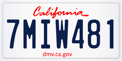 CA license plate 7MIW481