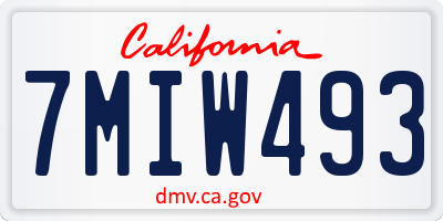 CA license plate 7MIW493