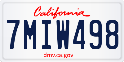 CA license plate 7MIW498
